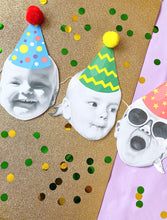 Load image into Gallery viewer, Rainbow Multi Hat Personalised Photo Face Pom Pom Bunting