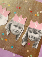 Load image into Gallery viewer, Pink Crown Personalised Photo Face Pom Pom Bunting