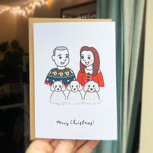 Load image into Gallery viewer, Personalised Festive Family Portrait Christmas Cards