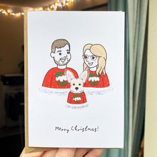 Load image into Gallery viewer, Personalised Festive Family Portrait Christmas Cards