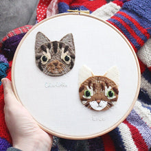 Load image into Gallery viewer, Personalised Pet Portrait Hand Embroidery Hoop, Pet Lover Gifts, Custom Cat, Dog or any Pet Embroidery Gift