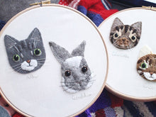Load image into Gallery viewer, Personalised Pet Portrait Hand Embroidery Hoop, Pet Lover Gifts, Custom Cat, Dog or any Pet Embroidery Gift