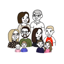 Load image into Gallery viewer, Personalised Family Portrait Pet Portrait A5 Textured Art Print