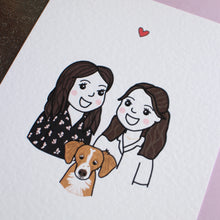 Load image into Gallery viewer, Personalised Family Portrait Pet Portrait A5 Textured Art Print