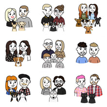 Load image into Gallery viewer, Personalised Family Portrait Pet Portrait A5 Textured Art Print