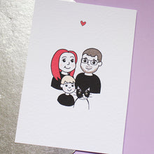 Load image into Gallery viewer, Personalised Family Portrait Pet Portrait A5 Textured Art Print