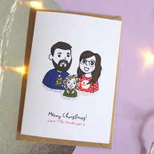 Load image into Gallery viewer, Personalised Festive Family Portrait Christmas Cards