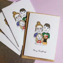 Load image into Gallery viewer, Personalised Festive Family Portrait Christmas Cards