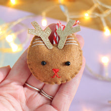 Load image into Gallery viewer, Reindeer Christmas Cat Felt Festive Decoration
