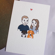 Load image into Gallery viewer, Personalised Family Portrait Pet Portrait A5 Textured Art Print