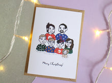 Load image into Gallery viewer, Personalised Festive Family Portrait Christmas Cards