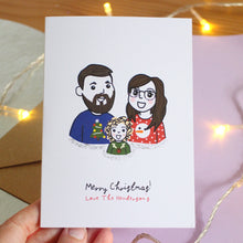 Load image into Gallery viewer, Personalised Festive Family Portrait Christmas Cards