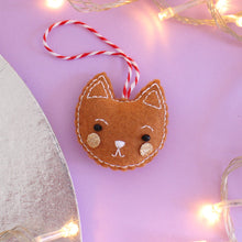 Load image into Gallery viewer, Gingerbread Cat Felt Christmas Decoration