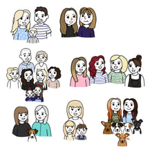 Load image into Gallery viewer, Personalised Family Portrait Pet Portrait A5 Textured Art Print