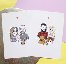 Load image into Gallery viewer, Personalised Family Portrait Pet Portrait A5 Textured Art Print