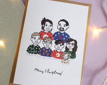 Load image into Gallery viewer, Personalised Festive Family Portrait Christmas Cards