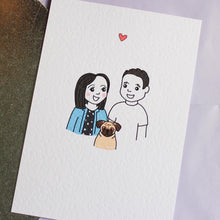 Load image into Gallery viewer, Personalised Family Portrait Pet Portrait A5 Textured Art Print