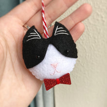 Load image into Gallery viewer, Bow Tie Tux Cat Felt Decoration
