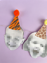 Load image into Gallery viewer, Safari Theme Personalised Photo Face Pom Pom Bunting
