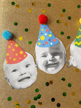 Load image into Gallery viewer, Rainbow Multi Hat Personalised Photo Face Pom Pom Bunting
