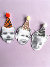 Load image into Gallery viewer, Safari Theme Personalised Photo Face Pom Pom Bunting
