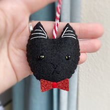 Load image into Gallery viewer, Black Cat Bow Tie Felt Valentines Decoration

