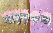 Load image into Gallery viewer, Pink Crown Personalised Photo Face Pom Pom Bunting
