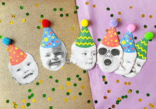 Load image into Gallery viewer, Rainbow Multi Hat Personalised Photo Face Pom Pom Bunting
