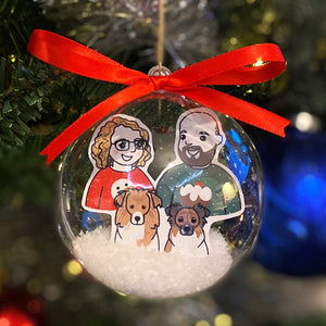 Personalised Family Portrait Christmas Tree Bauble Ornament