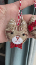 Load and play video in Gallery viewer, Tabby Cat Bow Toe Felt Valentines Decoration

