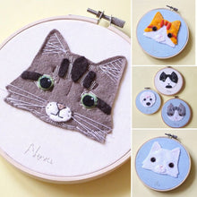 Load image into Gallery viewer, Personalised Pet Portrait Hand Embroidery Hoop, Pet Lover Gifts, Custom Cat, Dog or any Pet Embroidery Gift

