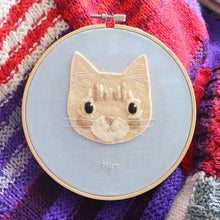 Load image into Gallery viewer, Personalised Pet Portrait Hand Embroidery Hoop, Pet Lover Gifts, Custom Cat, Dog or any Pet Embroidery Gift
