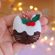 Load image into Gallery viewer, Christmas Pudding Cat Felt Festive Decoration
