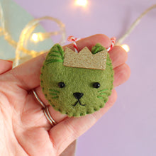 Load image into Gallery viewer, Brussel Sprout Christmas Cat Felt Festive Decoration
