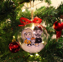 Load image into Gallery viewer, Personalised Family Portrait Christmas Tree Bauble Ornament
