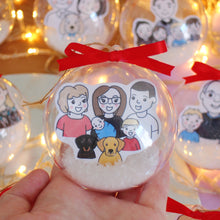 Load image into Gallery viewer, Personalised Family Portrait Christmas Tree Bauble Ornament
