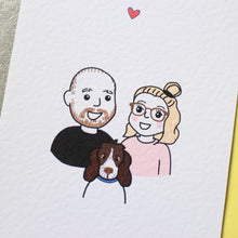 Load image into Gallery viewer, Personalised Family Portrait Pet Portrait A5 Textured Art Print
