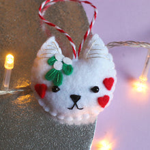 Load image into Gallery viewer, Mistletoe Kisses Christmas Cat Felt Festive Decoration
