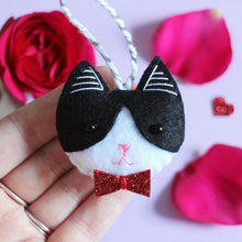 Load image into Gallery viewer, Bow Tie Tux Cat Felt Decoration
