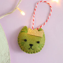 Load image into Gallery viewer, Brussel Sprout Christmas Cat Felt Festive Decoration
