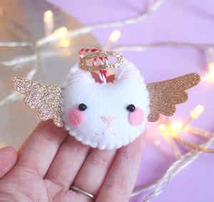 Angel Christmas Cat Felt Festive Decoration