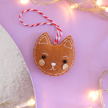 Load image into Gallery viewer, Gingerbread Cat Felt Christmas Decoration
