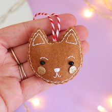 Load image into Gallery viewer, Gingerbread Cat Felt Christmas Decoration
