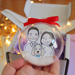 Personalised Family Portrait Christmas Tree Bauble Ornament