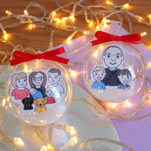 Load image into Gallery viewer, Personalised Family Portrait Christmas Tree Bauble Ornament
