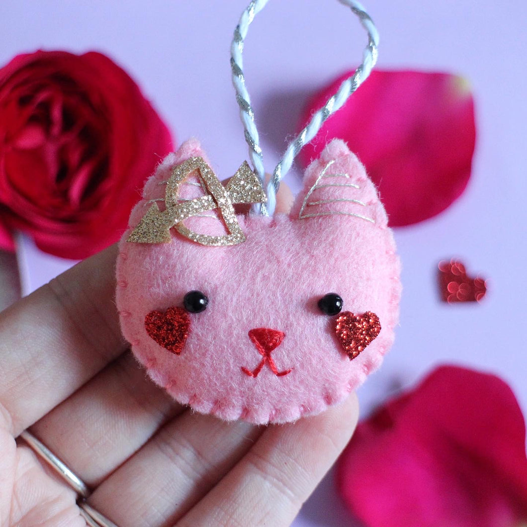 Cupid Cat Felt Valentines Decoration