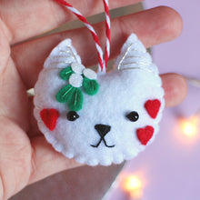 Load image into Gallery viewer, Mistletoe Kisses Christmas Cat Felt Festive Decoration
