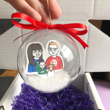 Load image into Gallery viewer, Personalised Family Portrait Christmas Tree Bauble Ornament
