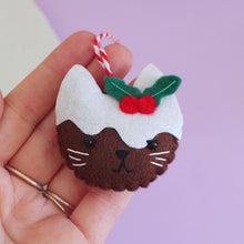 Load image into Gallery viewer, Christmas Pudding Cat Felt Festive Decoration
